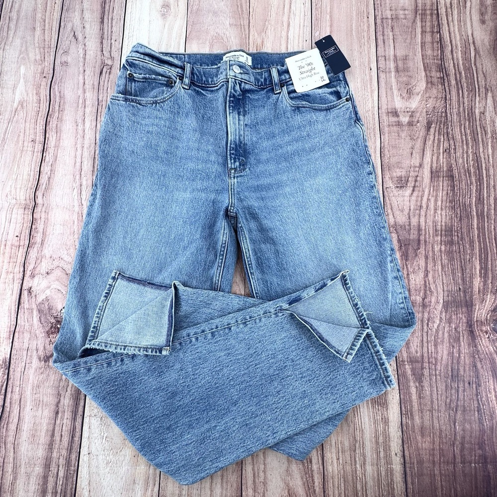 Abercrombie‎ & Fitch Ultra High Rise 90s Straight Jean  Sz 32/14 L New With Tags